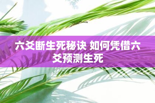 六爻断生死秘诀 如何凭借六爻预测生死