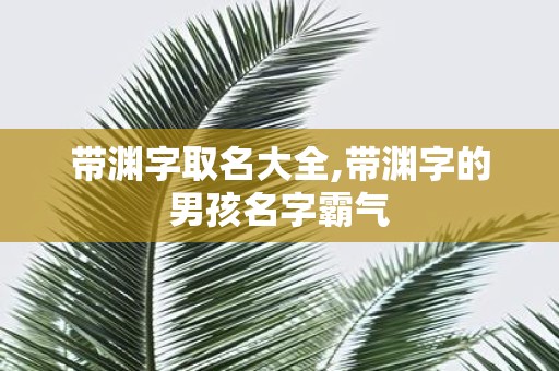 带渊字取名大全,带渊字的男孩名字霸气