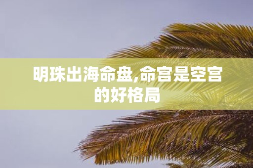 明珠出海命盘,命宫是空宫的好格局