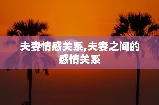 夫妻情感关系,夫妻之间的感情关系