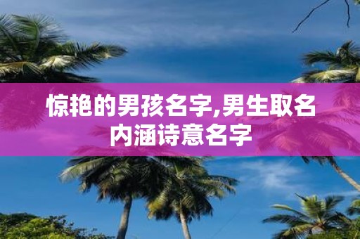 惊艳的男孩名字,男生取名内涵诗意名字