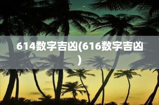614数字吉凶(616数字吉凶)