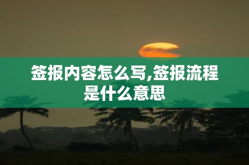 签报内容怎么写,签报流程是什么意思