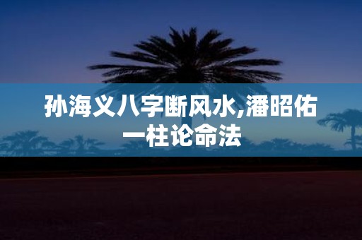 孙海义八字断风水,潘昭佑一柱论命法