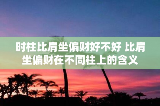 时柱比肩坐偏财好不好 比肩坐偏财在不同柱上的含义