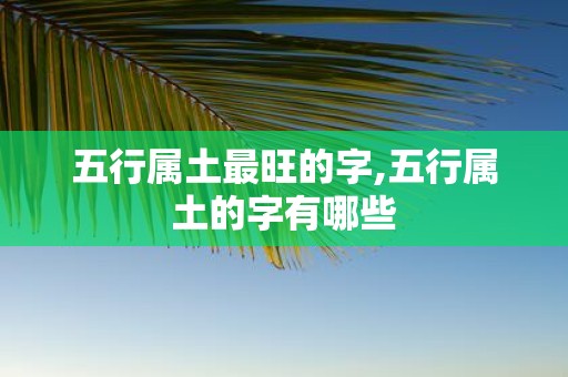 五行属土最旺的字,五行属土的字有哪些
