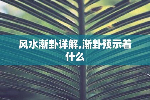 风水渐卦详解,渐卦预示着什么