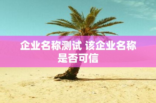企业名称测试 该企业名称是否可信