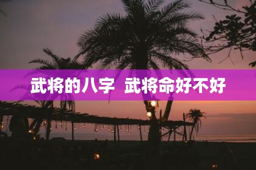 武将的八字 武将命好不好