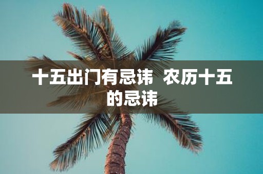 十五出门有忌讳 农历十五的忌讳