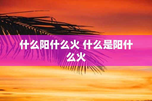 什么阳什么火 什么是阳什么火