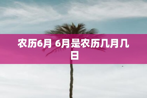 农历6月 6月是农历几月几日