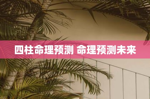四柱命理预测 命理预测未来