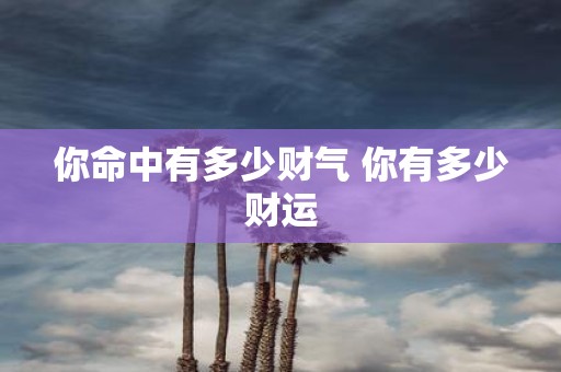 你命中有多少财气 你有多少财运