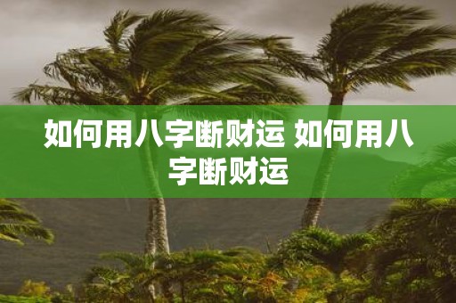 如何用八字断财运 如何用八字断财运