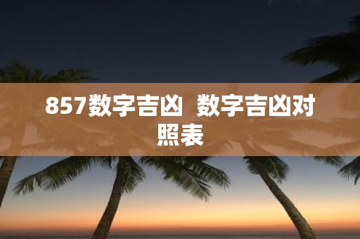 857数字吉凶 数字吉凶对照表