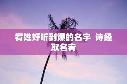 宥姓好听到爆的名字 诗经取名宥