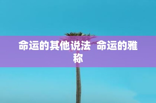 命运的其他说法 命运的雅称