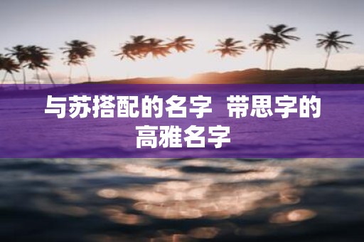 与苏搭配的名字 带思字的高雅名字