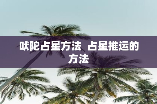 吠陀占星方法 占星推运的方法