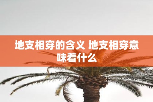 地支相穿的含义 地支相穿意味着什么