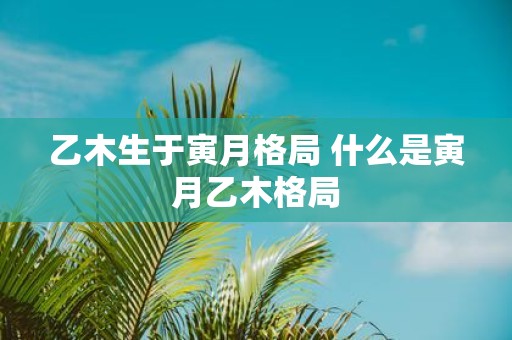 乙木生于寅月格局 什么是寅月乙木格局
