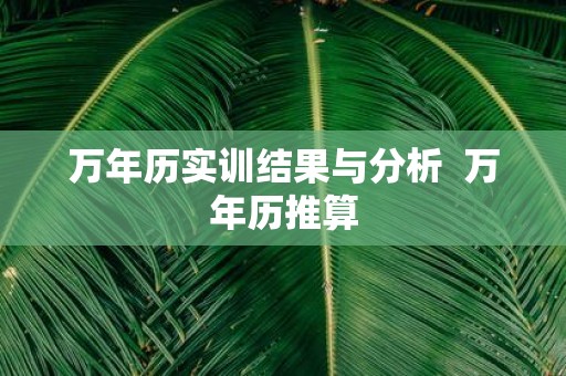 万年历实训结果与分析 万年历推算