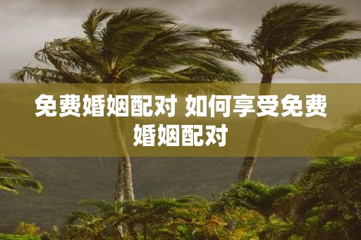 免费婚姻配对 如何享受免费婚姻配对