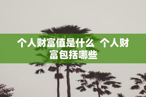 个人财富值是什么 个人财富包括哪些