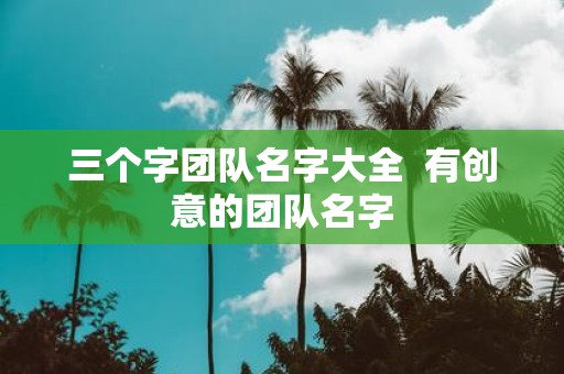 三个字团队名字大全 有创意的团队名字