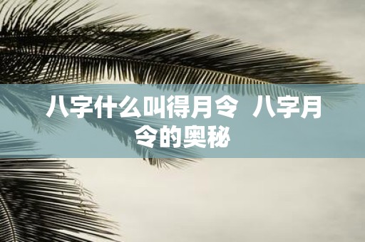 八字什么叫得月令 八字月令的奥秘