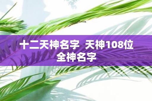 十二天神名字 天神108位全神名字