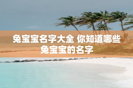 兔宝宝名字大全 你知道哪些兔宝宝的名字