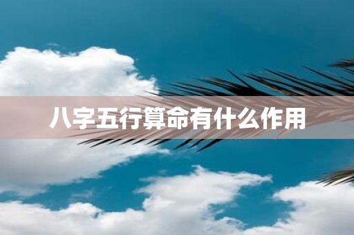 八字五行算命有什么作用