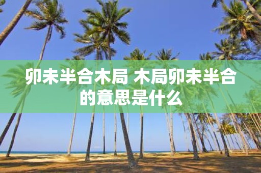 卯未半合木局 木局卯未半合的意思是什么