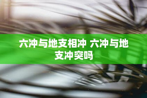 六冲与地支相冲 六冲与地支冲突吗