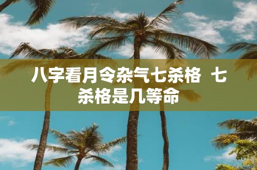 八字看月令杂气七杀格 七杀格是几等命