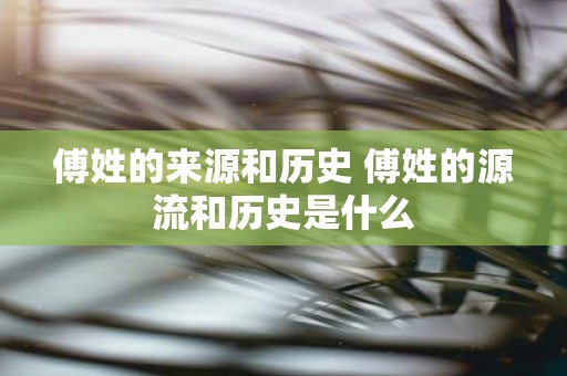 傅姓的来源和历史 傅姓的源流和历史是什么