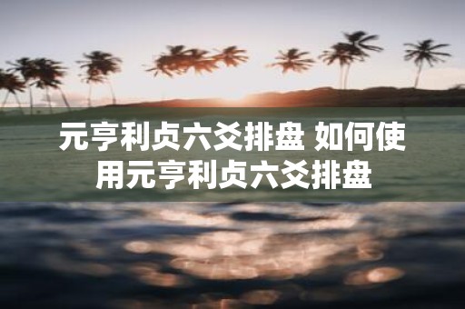 元亨利贞六爻排盘 如何使用元亨利贞六爻排盘