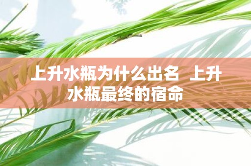 上升水瓶为什么出名 上升水瓶最终的宿命