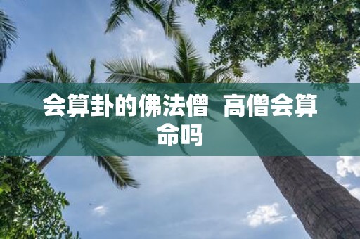 会算卦的佛法僧 高僧会算命吗