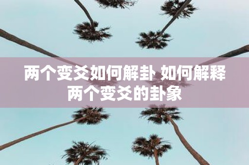 两个变爻如何解卦 如何解释两个变爻的卦象