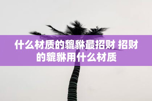 什么材质的貔貅最招财 招财的貔貅用什么材质