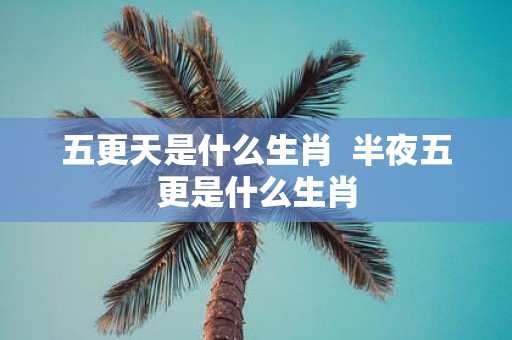 五更天是什么生肖 半夜五更是什么生肖