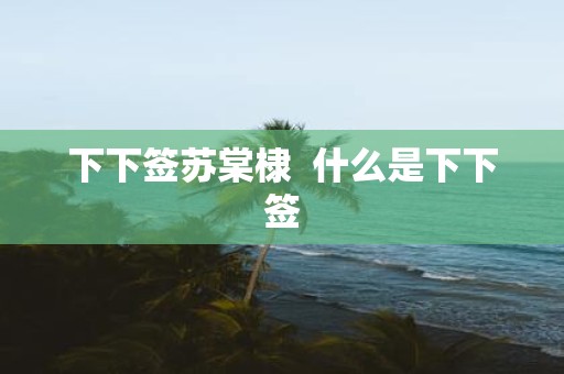下下签苏棠棣 什么是下下签