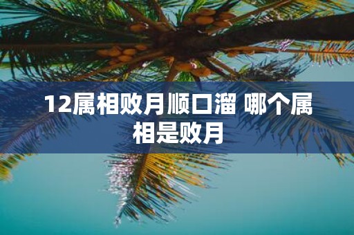 12属相败月顺口溜 哪个属相是败月