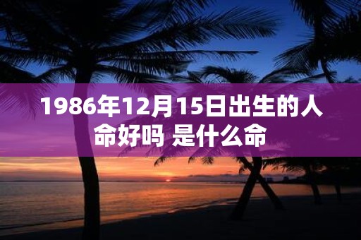 1986年12月15日出生的人命好吗 是什么命