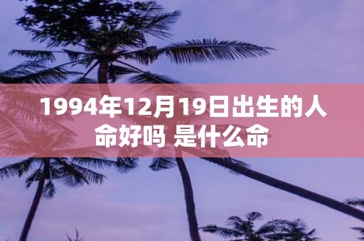 1994年12月19日出生的人命好吗 是什么命