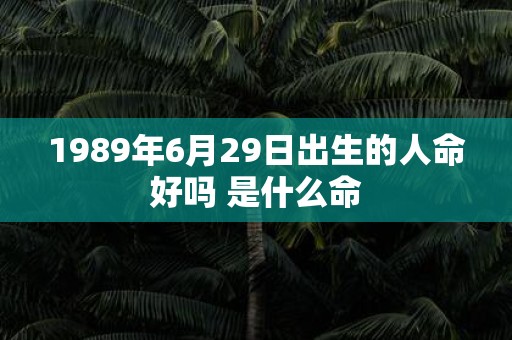 1989年6月29日出生的人命好吗 是什么命