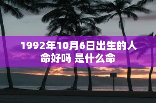 1992年10月6日出生的人命好吗 是什么命